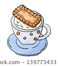 Cozy Sweet food illustration, Hand draw cocoa cup treat doodle line 139773433