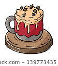 Cozy Sweet food illustration, Hand draw cocoa mug art cream with chocolate chips doodle line 139773435