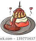 Cozy Sweet food illustration, Hand draw chocolate dessert puddings doodle line 139773437