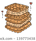 Cozy Sweet food illustration, Hand draw wafer stack doodle line 139773438