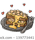 Cozy Sweet food illustration, Hand draw waffle dessert with marshmallows doodle line 139773441