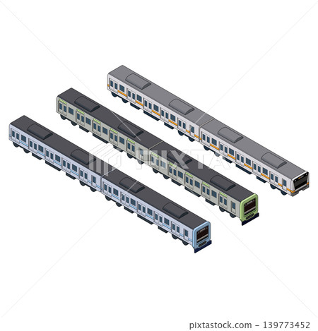 一組簡單的火車等距插圖。鐵路、交通運輸和車輛相關素材,包括主幹線。 一組簡單的火車等距插圖。鐵路、交通運輸和車輛相關素材,包括主幹線。 139773452