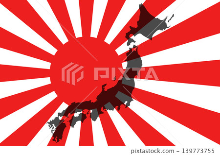 The sixteen-rayed rising sun flag and the Japanese archipelago The sixteen-rayed rising sun flag and the Japanese archipelago 139773755