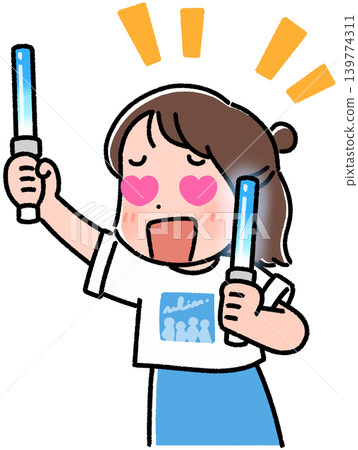 一位有著心型眼睛的女子舉著一支筆形手電筒 139774311