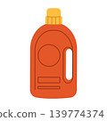 Detergent bottle isolated on white background. Minimal flat vector illustration of household cleaning product. Laundry, home cleaning and sanitation concept 139774374