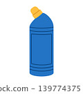 Toilet cleaner bottle isolated on white background. Flat vector illustration of household cleaning product. Bathroom cleaning, hygiene and sanitation concept 139774375