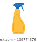 Cleaning spray bottle isolated on white background. Flat vector illustration of household cleaning product. Home cleaning, hygiene and sanitation concept 139774376
