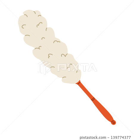 Feather duster isolated on white background. Minimal flat vector illustration of household cleaning tool Feather duster isolated on white background. Minimal flat vector illustration of household cleaning tool 139774377