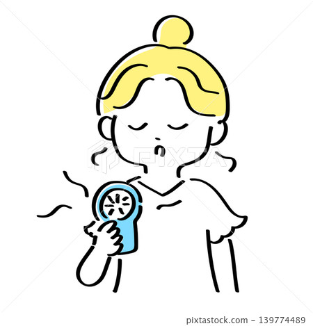 一位女子手持扇子的插圖 139774489
