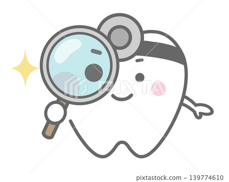 Dentist character viewed with a magnifying glass Dentist character viewed with a magnifying glass 139774610