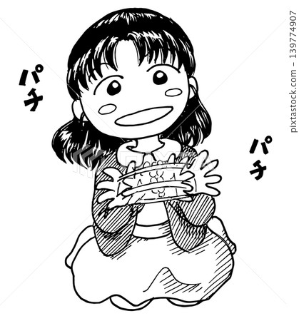 一個可愛的女孩拍手 一個可愛的女孩拍手 139774907
