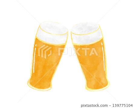 A cute watercolor-style illustration of people toasting with beer (transparent background). A cute watercolor-style illustration of people toasting with beer (transparent background). 139775104