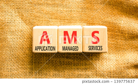 AMS application managed services symbol. Concept words AMS application managed services on beautiful wooden blocks. Beautiful canvas background. Business AMS concept. Copy space. AMS application managed services symbol. Concept words AMS application managed services on beautiful wooden blocks. Beautiful canvas background. Business AMS concept. Copy space. 139775637