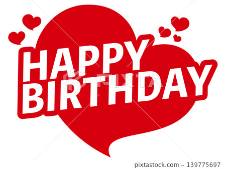 A cute and pop Happy Birthday logo icon with a red heart. 139775697