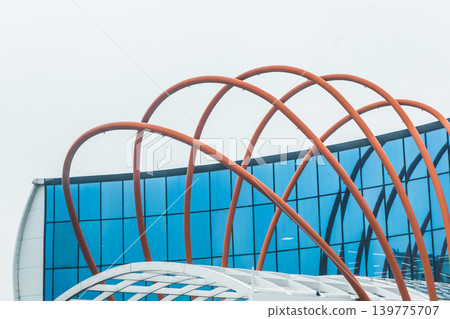 Iron modern architecture city apartment metal structure design exterior facade urban steel Iron modern architecture city apartment metal structure design exterior facade urban steel 139775707