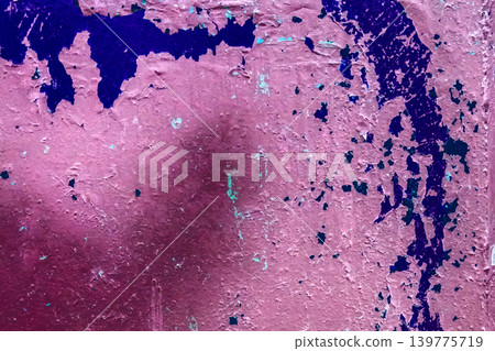 Peeling pink purple paint abstract pattern old worn metal texture weathered iron dirty background rough steel grunge color Peeling pink purple paint abstract pattern old worn metal texture weathered iron dirty background rough steel grunge color 139775719