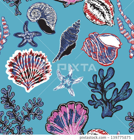 seamless pattern with sea shells 139775875