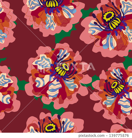 seamless pattern with colorful flowers 139775876