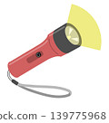 An illustration of a flashlight with a red string attached that is lit up. 139775968