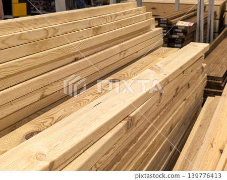 Stack of Planed Wooden Planks for Construction and DIY Projects Stack of Planed Wooden Planks for Construction and DIY Projects 139776413