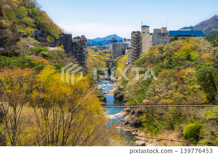 Kinugawa Onsen, a beautiful valley surrounded by lush greenery, Nikko City, Tochigi Prefecture Kinugawa Onsen, a beautiful valley surrounded by lush greenery, Nikko City, Tochigi Prefecture 139776453