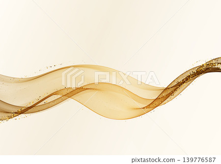 Golden flowing wave with shimmering accents on a light, luxurious background. Golden flowing wave with shimmering accents on a light, luxurious background. 139776587