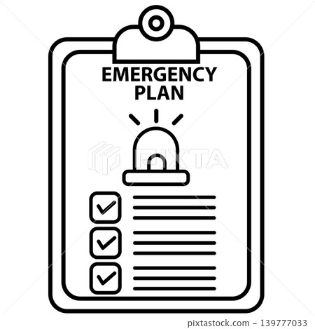 Emergency Plan icon. Emergency action plan sign. Emergency checklist symbol. flat style. 139777033