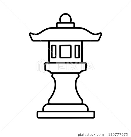 Stone lantern line icon 139777975