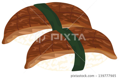 Vector illustration of two eel and conger eel sushi pieces. 139777985
