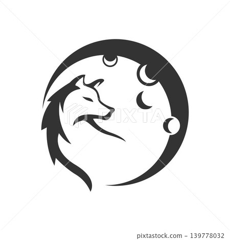 Wolf Crescent Moon Logo Wolf Crescent Moon Logo 139778032