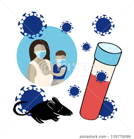 Vector isolated illustration of hantavirus.Blood test for hantavirus. Spread of the epidemic. 139778086