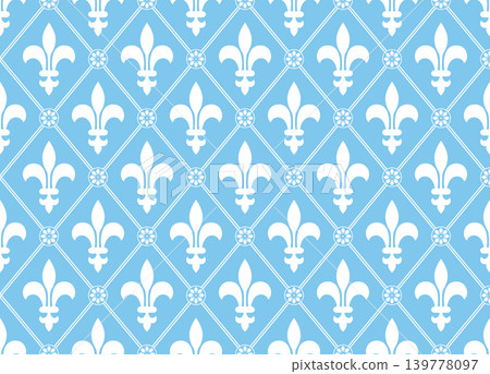 Flower geometric pattern. Seamless vector background. White and blue ornament 139778097