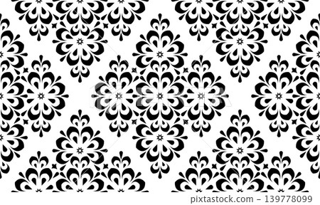 Flower geometric pattern. Seamless vector background. White and black ornament. 139778099