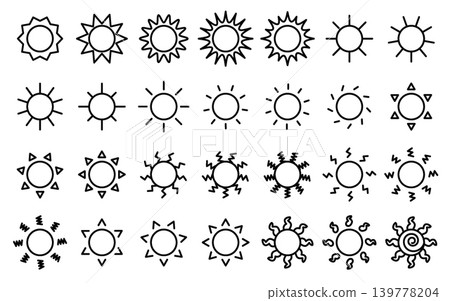 Sun Icon Set - Line Outline Sun Icon Set - Line Outline 139778204