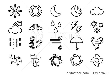 Weather Icon Set - Line Outline Weather Icon Set - Line Outline 139778206