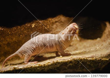 Naked Mole Rat in Underground Tunnel Habitat Naked Mole Rat in Underground Tunnel Habitat 139779000