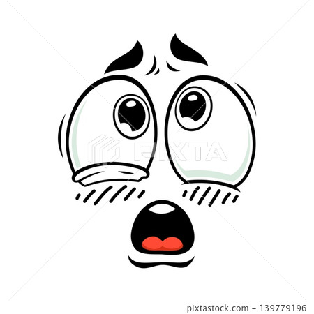 Cartoon face expressing extreme shock and disbelief emotion. Comic emoji character with oversized popping eyes, lifted brows and gasping mouth. Funny face for social media reaction stickers Cartoon face expressing extreme shock and disbelief emotion. Comic emoji character with oversized popping eyes, lifted brows and gasping mouth. Funny face for social media reaction stickers 139779196