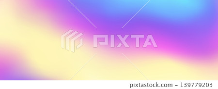 Hologram dreamlike gradient backdrop with smooth color transitions. Holographic foil iridescent background featuring blend flows from purple to pink, yellow and cyan. Abstract surface for web banners Hologram dreamlike gradient backdrop with smooth color transitions. Holographic foil iridescent background featuring blend flows from purple to pink, yellow and cyan. Abstract surface for web banners 139779203