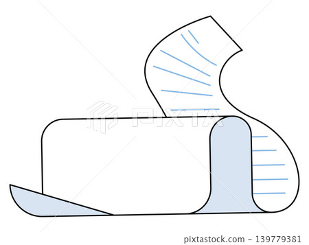 Long paper receipt roll with blue lines and curved edges vector illustration. Billing, shopping list, financial accounting, retail payment, tax document, grocery expense. Printed invoice scroll Long paper receipt roll with blue lines and curved edges vector illustration. Billing, shopping list, financial accounting, retail payment, tax document, grocery expense. Printed invoice scroll 139779381