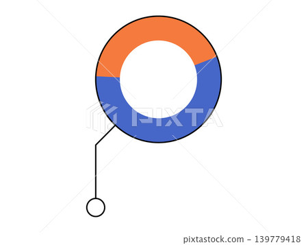 Two segment donut chart with callout line vector illustration. Data visualization, business analytics, financial report, market share, statistics, progress. Round infographic with pointer Two segment donut chart with callout line vector illustration. Data visualization, business analytics, financial report, market share, statistics, progress. Round infographic with pointer 139779418