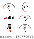 Flat icon vector of vehicle fuel gauge indicator sheet on white background 139779611