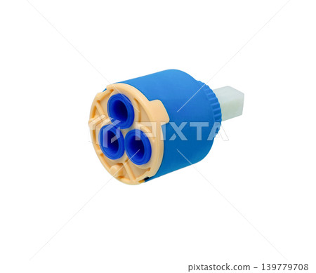 Water Mixer Faucet Cartridge isolated. Water Mixer Faucet Cartridge isolated. 139779708