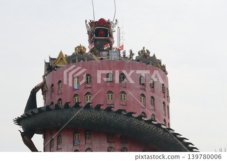 Pink Dragon-Headed Building with Ornate Roof Pink Dragon-Headed Building with Ornate Roof 139780006