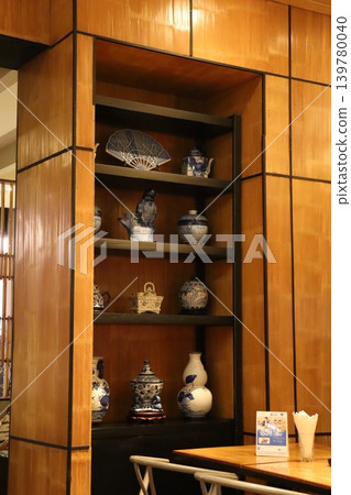 Chinese Porcelain Display in Wooden Cabinet 139780040