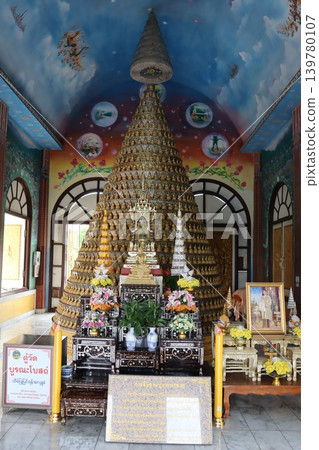 Golden Stupa in Thai Temple Interior Golden Stupa in Thai Temple Interior 139780107