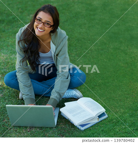 Woman, garden and laptop with notebook, glasses and computer for study, learning and college. Latino student, garden and technology for research, communication and university for online education Woman, garden and laptop with notebook, glasses and computer for study, learning and college. Latino student, garden and technology for research, communication and university for online education 139780402