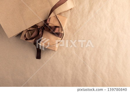 Fathers Day gift presenting in craft paper bag 139780840