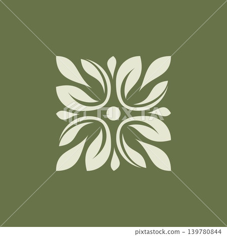 Elegant botanical logo design featuring stylized leaves arranged Elegant botanical logo design featuring stylized leaves arranged 139780844