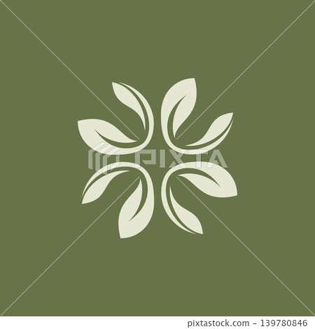 Simple nature emblem in soft neutral tones on the green background Simple nature emblem in soft neutral tones on the green background 139780846