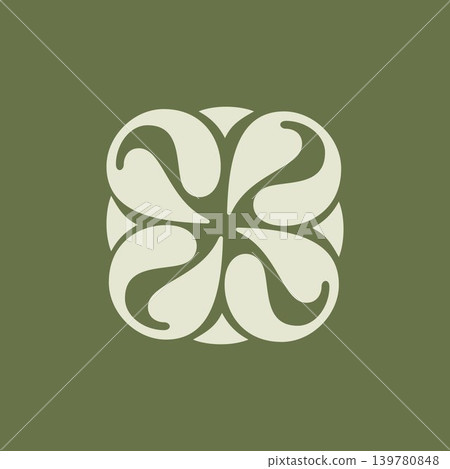 Stylized logo leaves arranged for sustainable lifestyle branding Stylized logo leaves arranged for sustainable lifestyle branding 139780848
